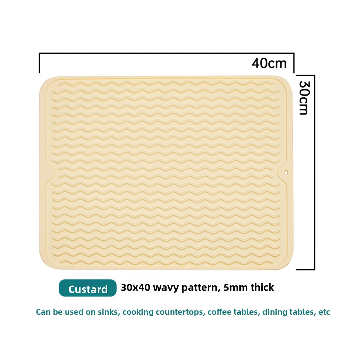 Silicone Dish Drying Mat – Heat-Resistant Wave Kitchen Pad