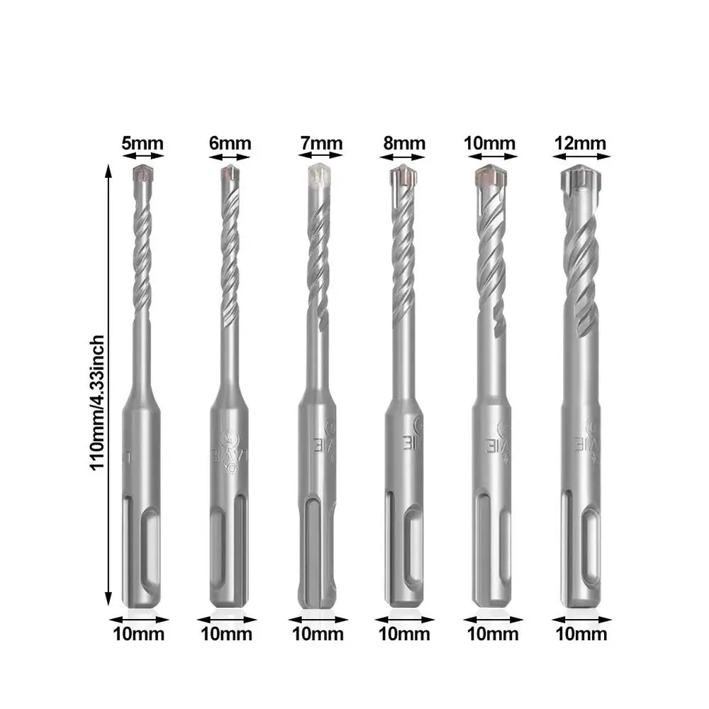 SDS Plus Concrete Drill Bit – 4 Cutter Cross Tip, 5–12mm