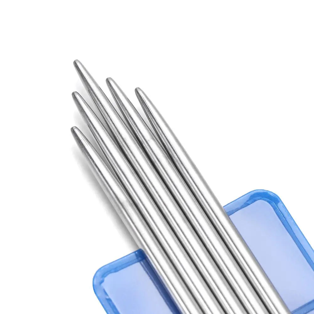 5-Piece Stainless Steel Straight Knitting Needles – 7 Sizes