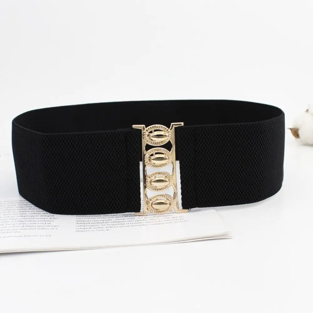 Women's Wide Elastic Waist Belt with Metal Buckle – 3 Colors