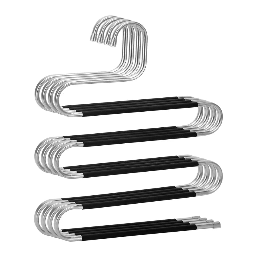 S-Shape Pants Hangers Space Saver | 5-Layer Stainless Steel