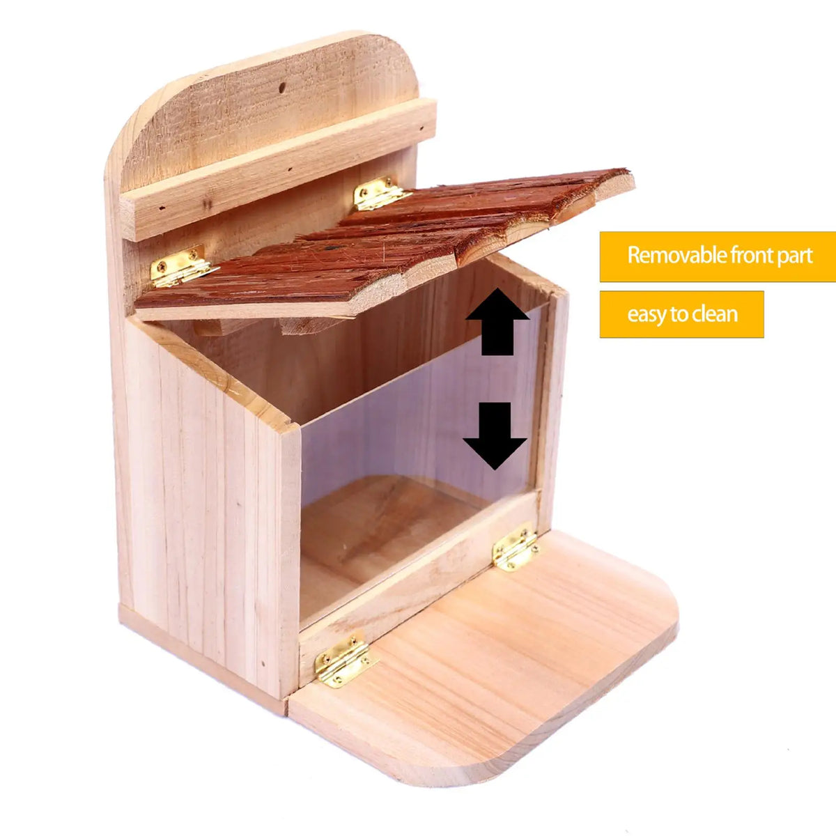 Wooden Squirrel Feeder House – Hanging Cabin, Removable Panel