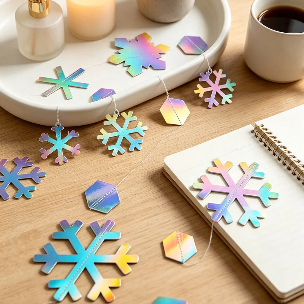 Rainbow Snowflake Christmas Banner 4M | DIY Party Decoration