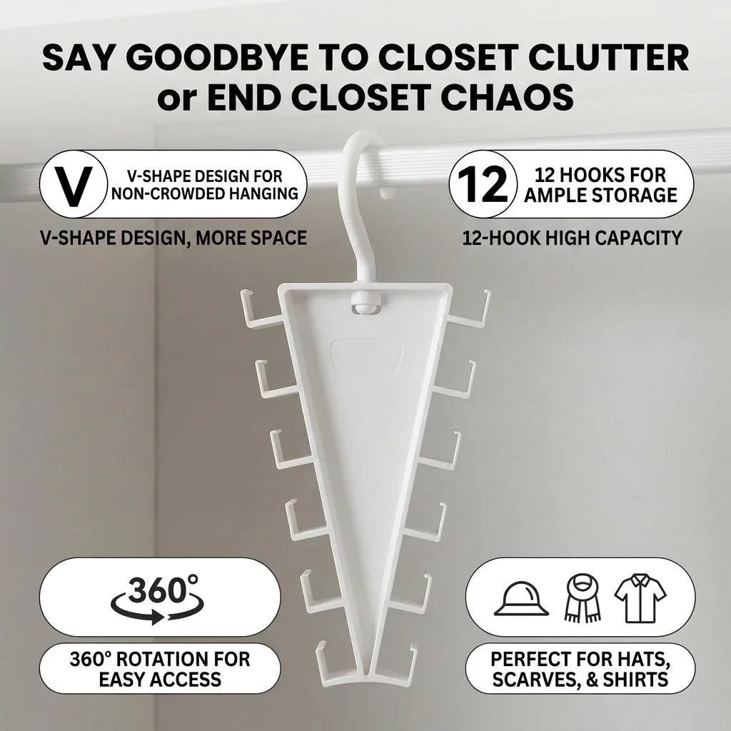 360° Rotating Double-Sided Closet Hanger with 12 Hooks