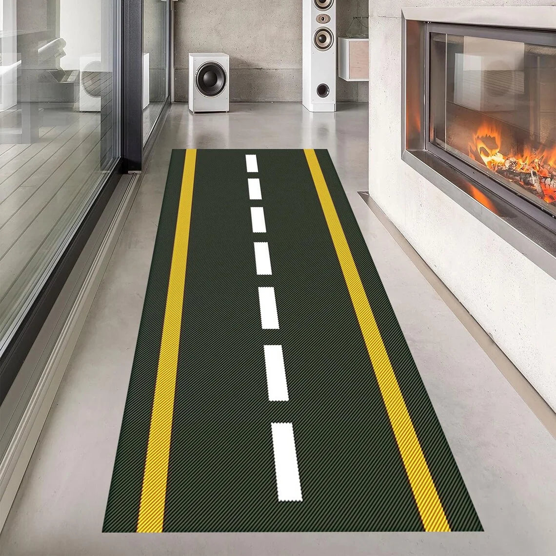 Race Track Runner Rug – Non-Slip Car Theme Mat for Kids' Rooms