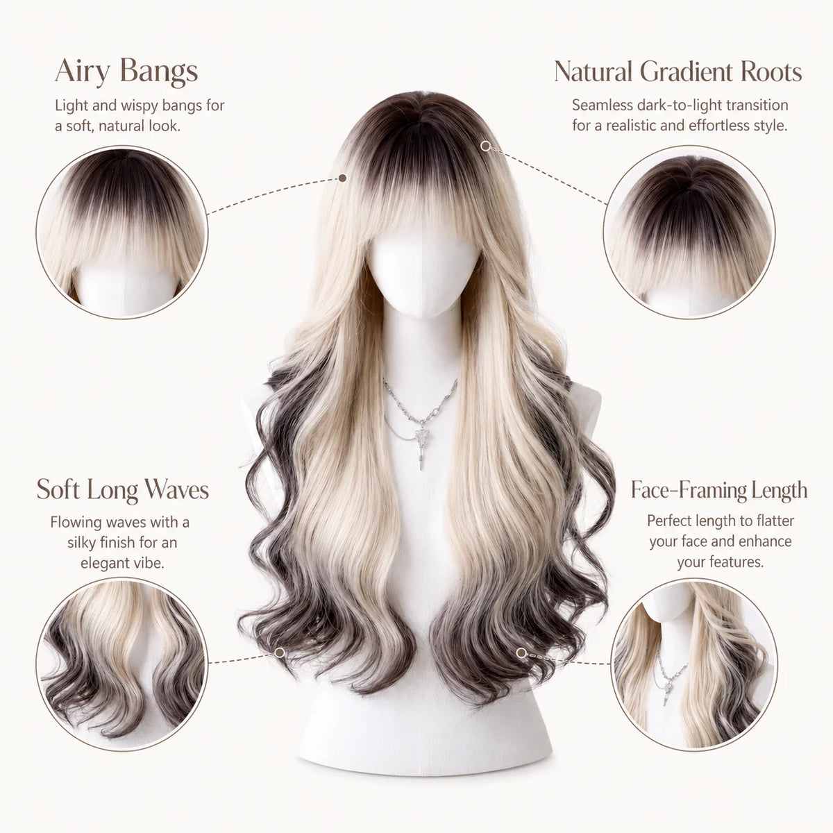 Gradient Long Curly Synthetic Wig – Full Head Cover 26 in