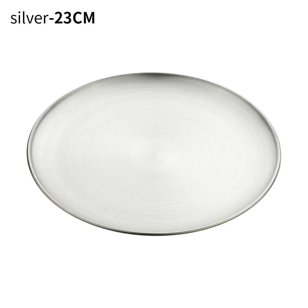 Stainless Steel Round Shallow Tray | Gold & Silver | 5 Sizes