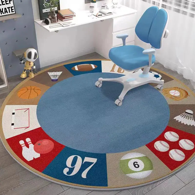 Space Round Rug – Rocket Astronaut Planets Stars Floor Mat