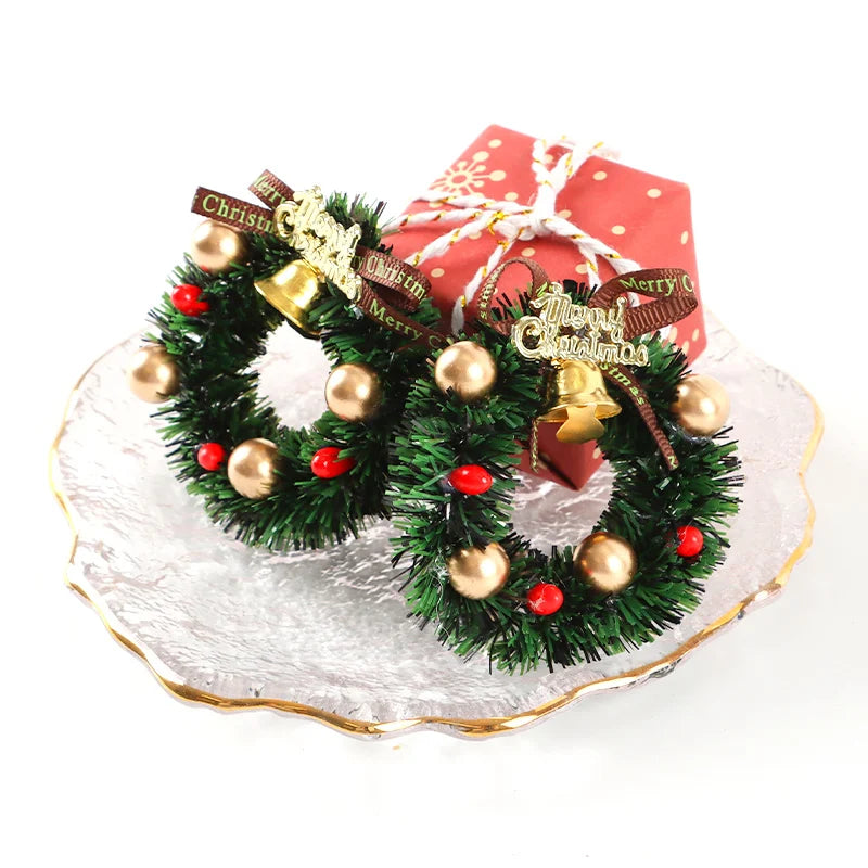 Mini Christmas Wreath Bell Pendants – 2 Pack, 55mm Ornaments