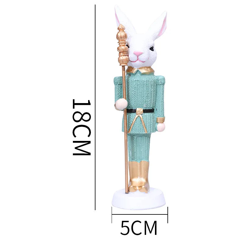 Resin Easter Bunny Statue with Scepter | Spring Tabletop Decor