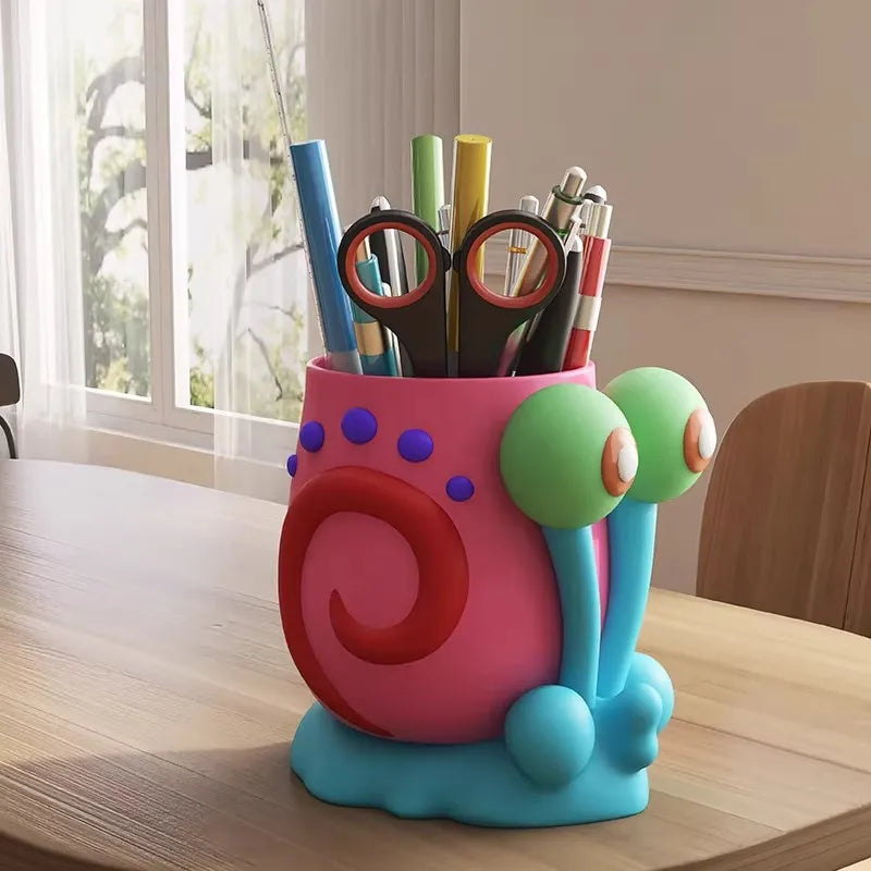 Cute Cartoon Snail Pen Holder | Kids Desktop Pencil Organizer