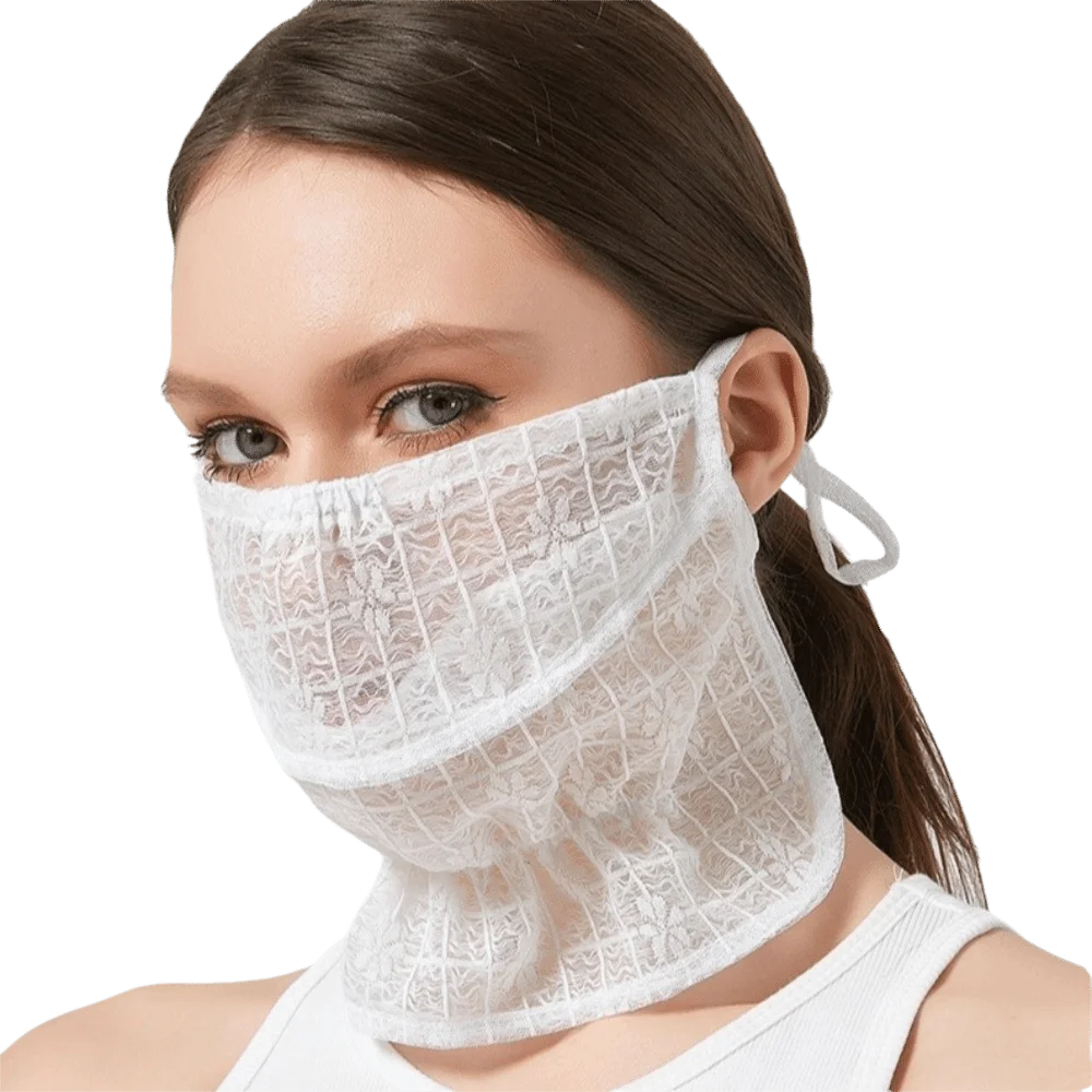Women's Lace UV Sun Mask – Breathable Neck & Face Cover