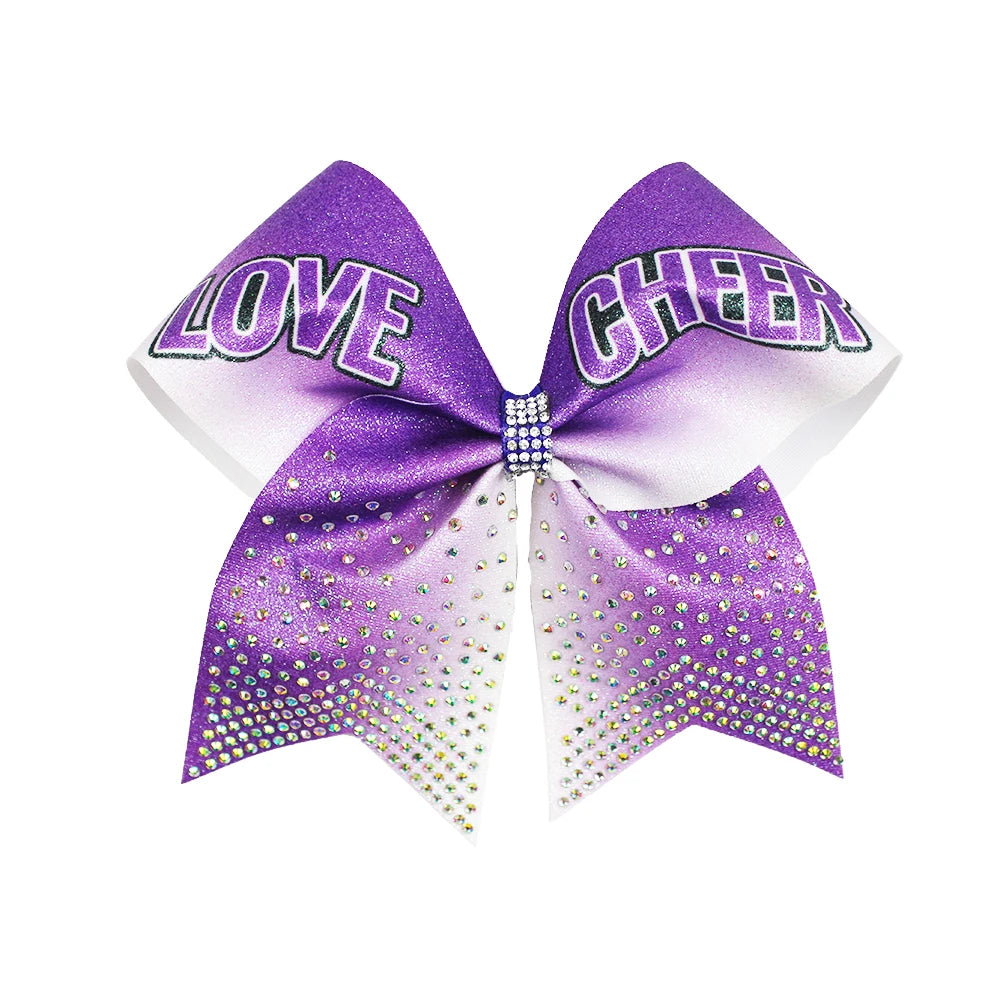 50-Pack 7" Glitter Cheer Bows with Rhinestone Strips | Bulk