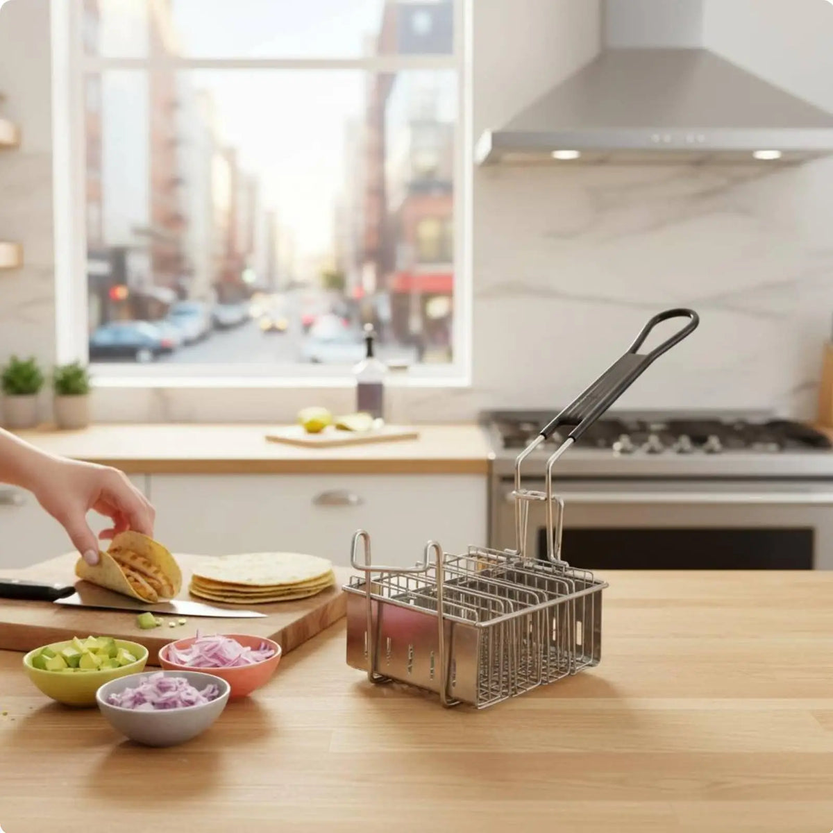 Stainless Steel Taco Holder Deep Fryer Basket | Restaurant Use