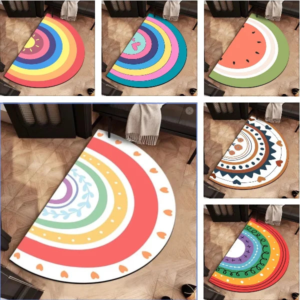 Semicircular Rainbow Floor Mat – Non-Slip Absorbent Door Mat