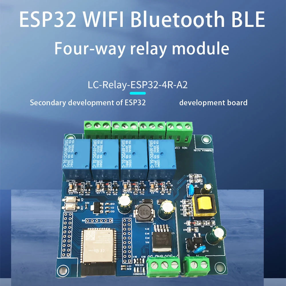 ESP32 Wi-Fi & BLE 4-Channel Relay Module | AC/DC Dev Board