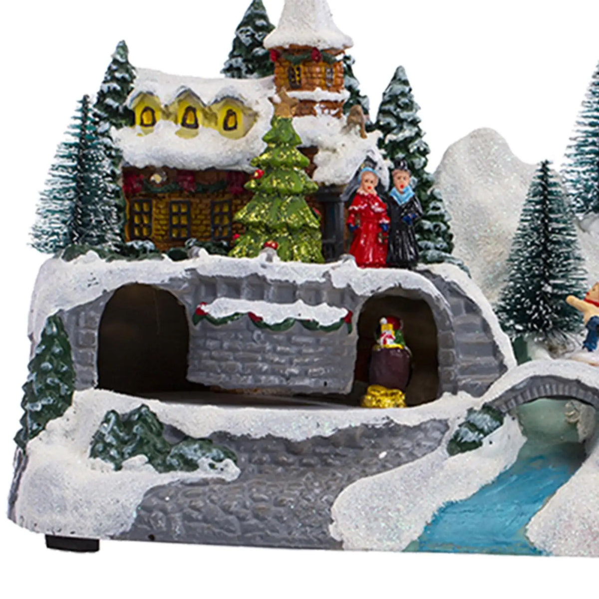 Snow Village LED Light-Up Resin Statue – Music & Rotating Scene