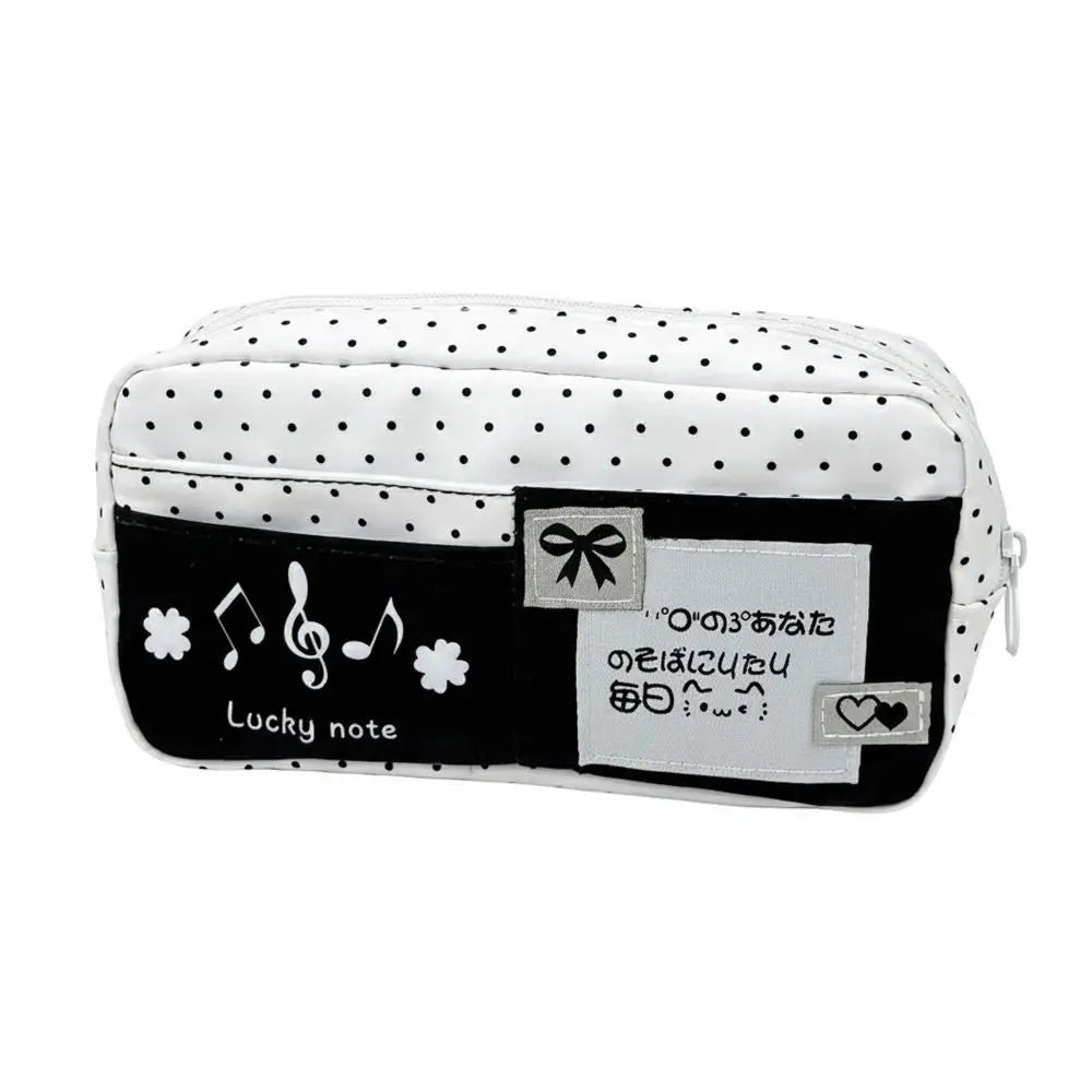 Black Polka Dot Pencil Case – Large Capacity Stationery Pouch