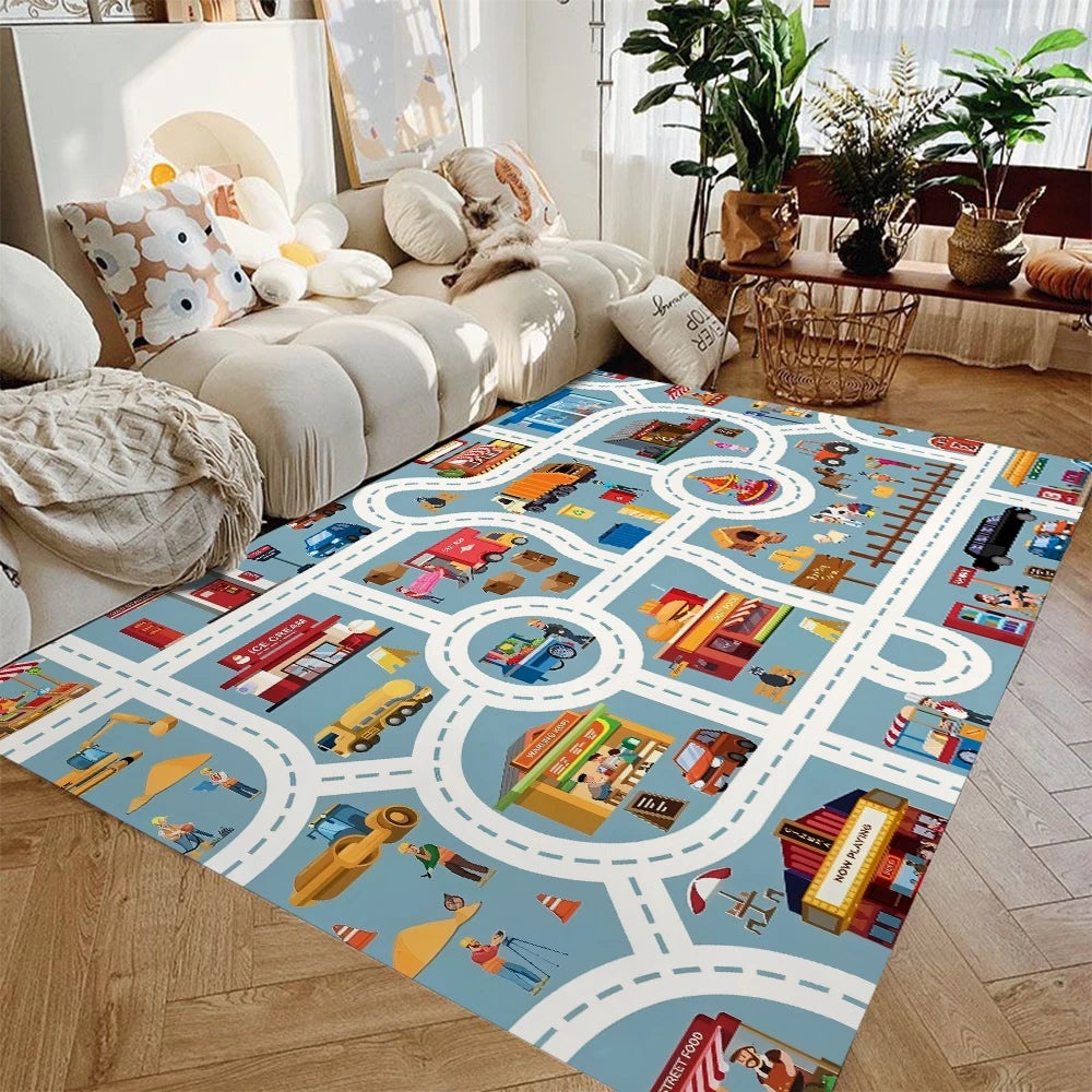 Kids Car Play Mat – City Traffic Rug, Non-Slip | 4 Sizes