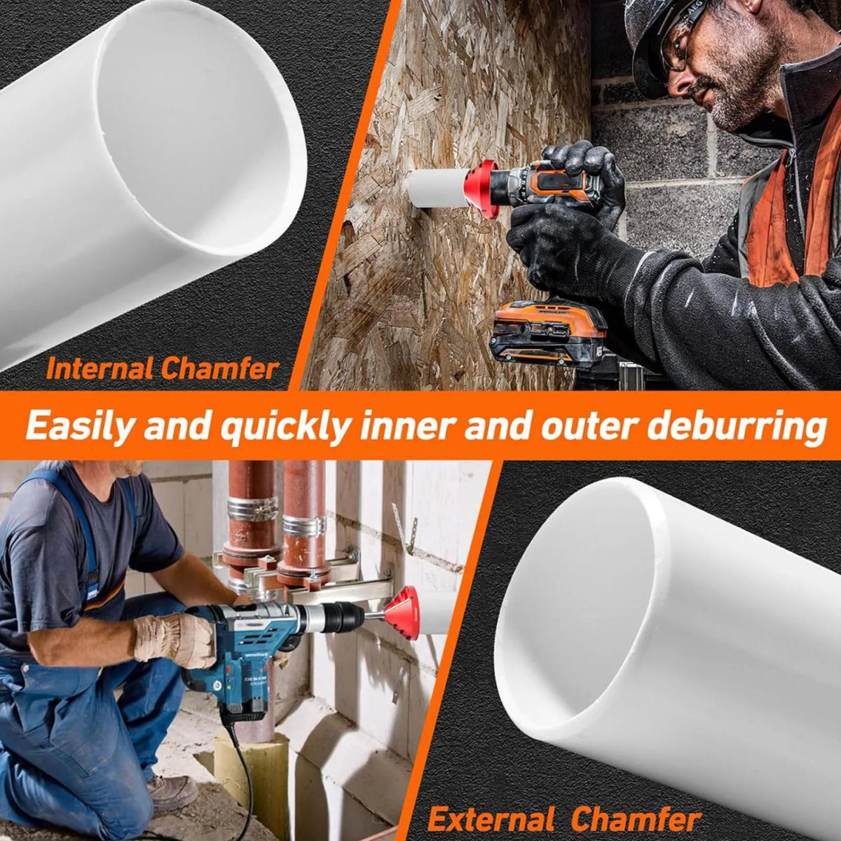 2-in-1 PVC Pipe Deburring & Chamfer Reamer Tool | Inner/Outer