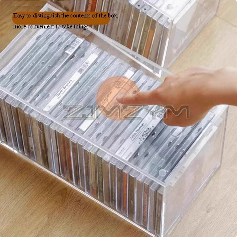 Acrylic CD Storage Box with Lid – Dustproof Stackable Organizer