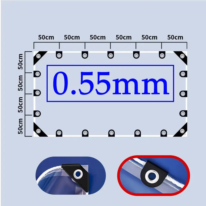 0.55mm Transparent PVC Tarpaulin – Waterproof Windproof Cover