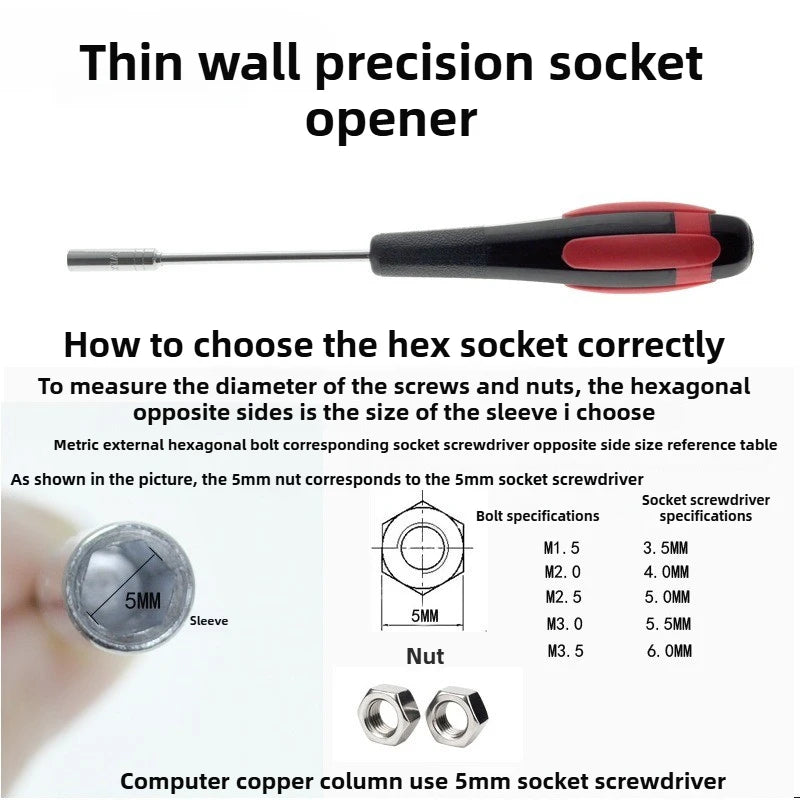 9mm Hex Socket Screwdriver – Anti-Slip Rubber Handle Tool
