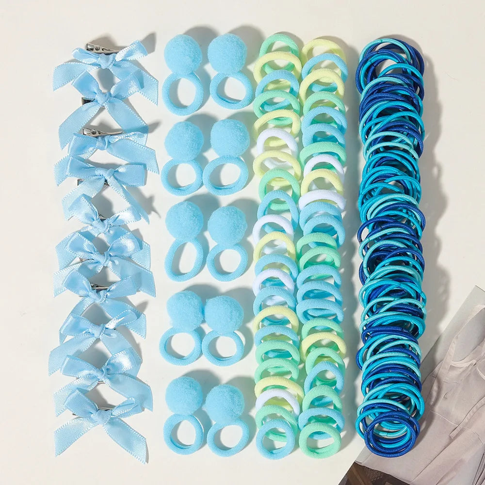 Kids' Handmade Bow Hair Clip & Rubber Band Headband Set