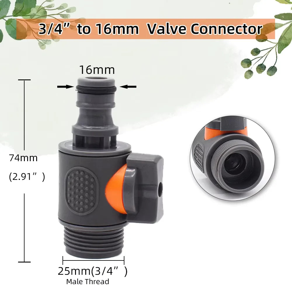 Garden Hose Quick Connector 1/2" 3/4" 1" On/Off Tap Valve