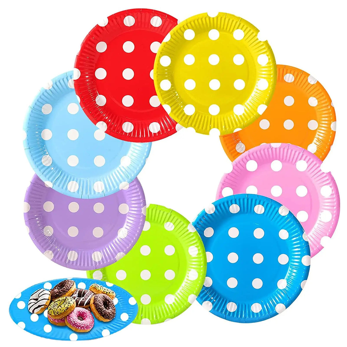 Kesoto 80-Pack 7" Disposable Paper Plates – 8 Solid Colors