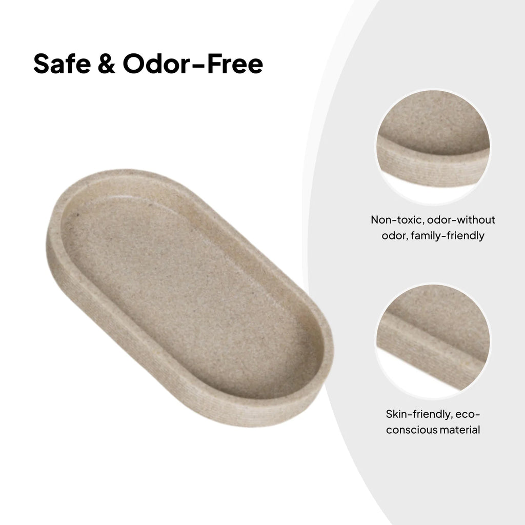 Resin Sandstone Oval Vanity Tray – Bathroom Organizer