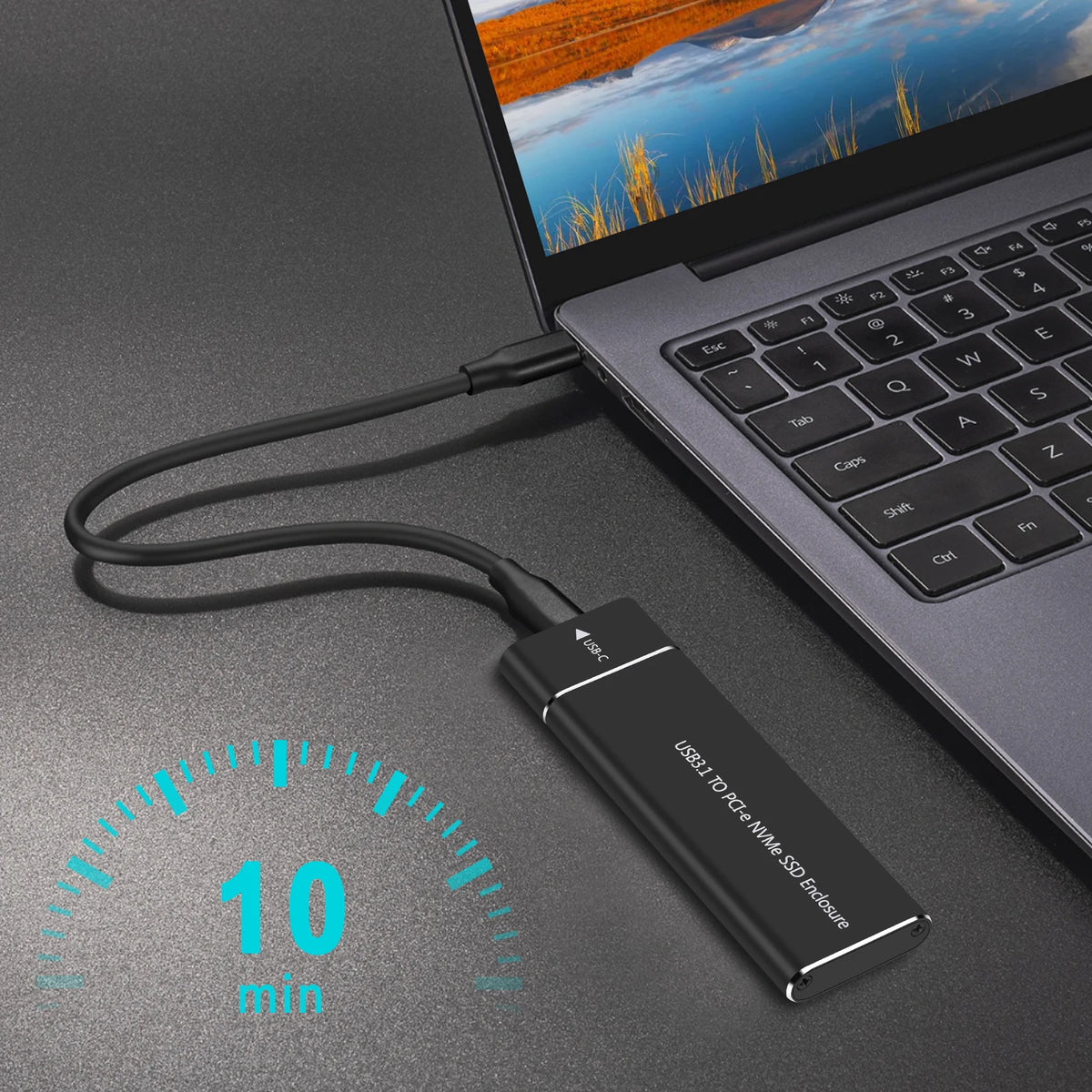 NVMe M.2 SSD Enclosure 2230–2280 | 10Gbps USB-C Aluminum Case