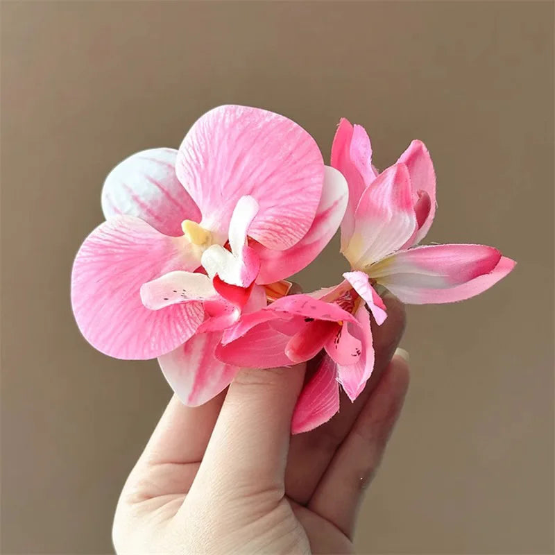 Butterfly Orchid Flower Hair Clip – Beach Vacation Barrette