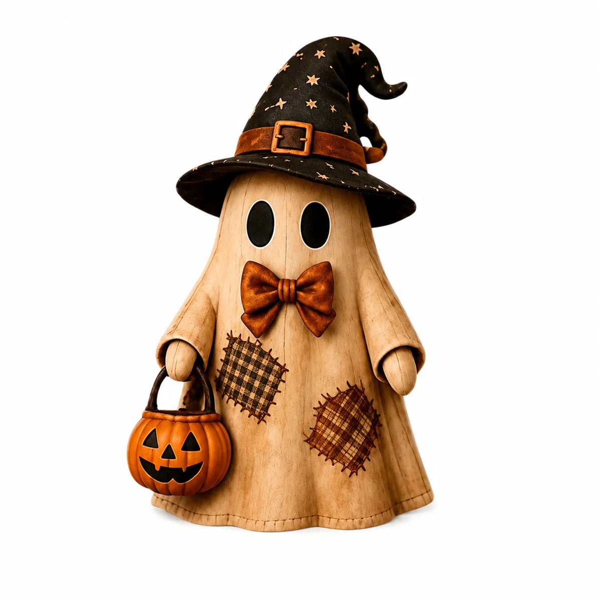 Wooden Halloween Ghost & Pumpkin Rustic Table Decor Ornament