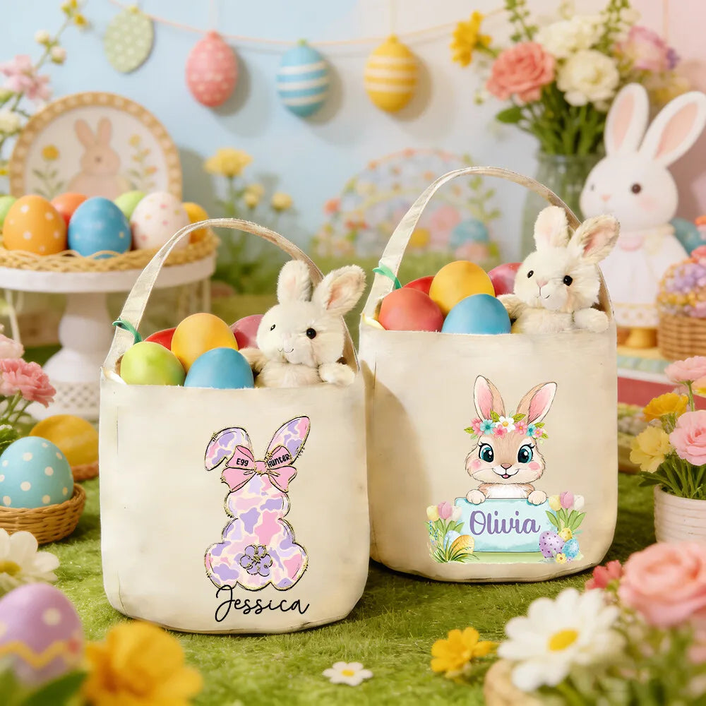Personalized Kids Easter Bunny Bag – Custom Name Gift Basket