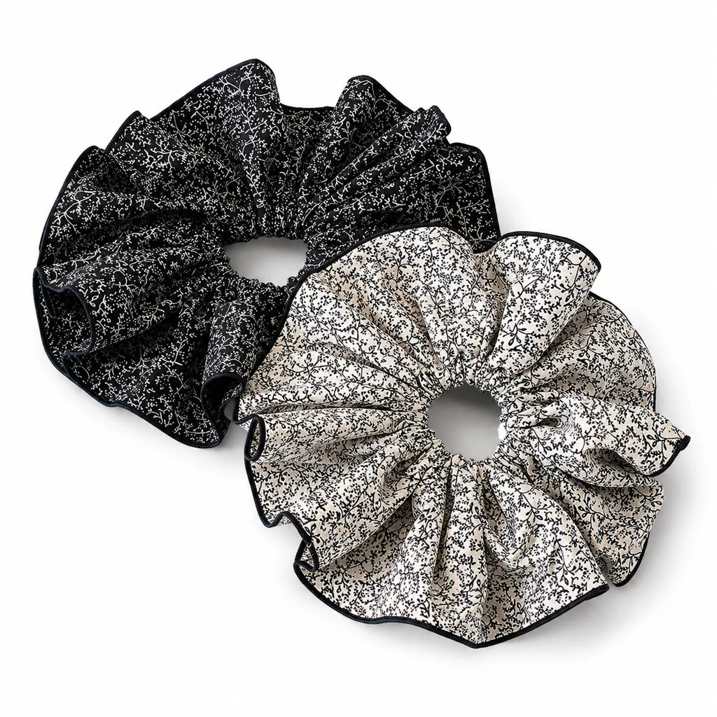 Large Floral Scrunchie – Oversized Ruffle Elastic Hair Tie