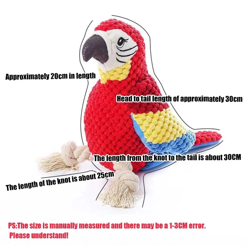 Realistic Parrot Plush Squeaky Dog Toy – Bite-Resistant Fleece