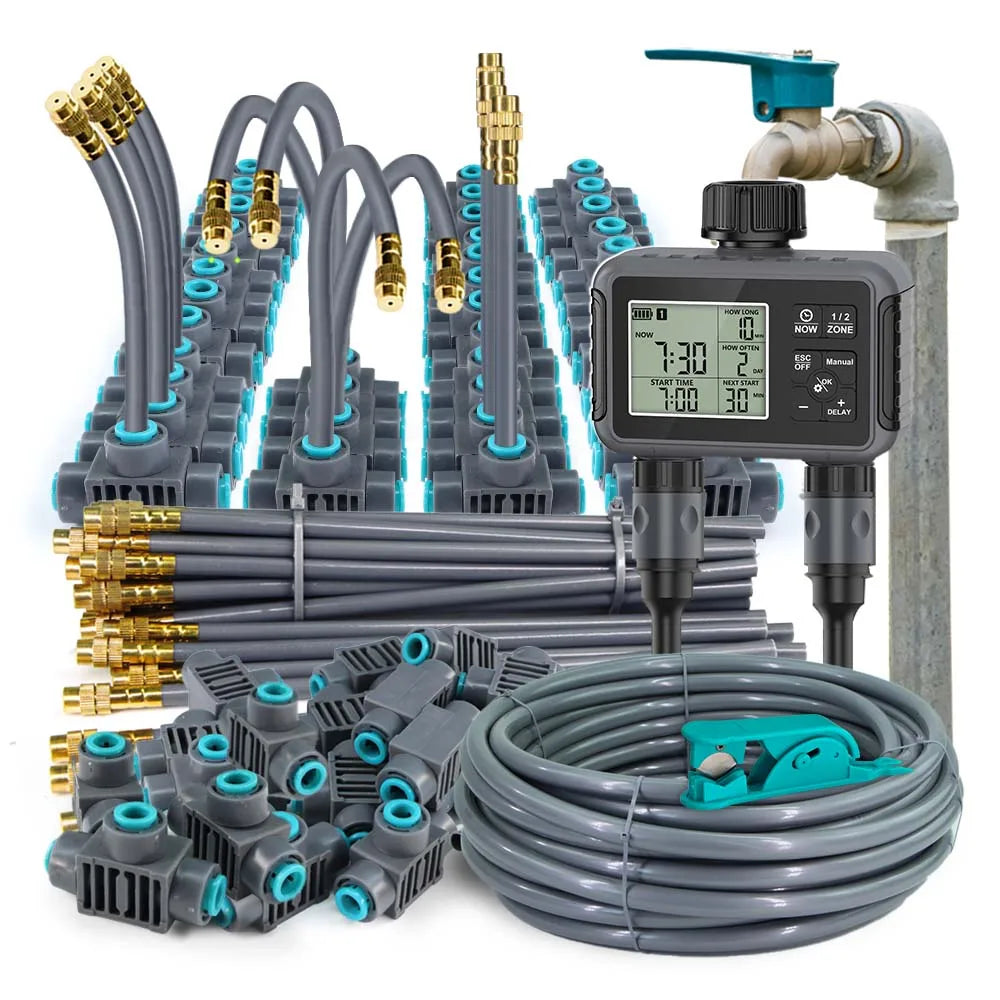 Dual Zone Smart Garden Watering Timer & Mist Cooling Kit