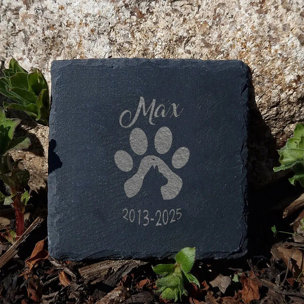 Personalized Dog Memorial Slate Plaque – Pawprint Stone