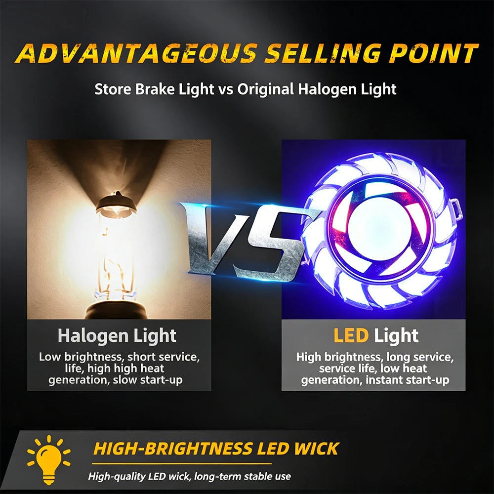 Motorcycle LED Angel Eye Tail Brake Light Strobe P21/5W