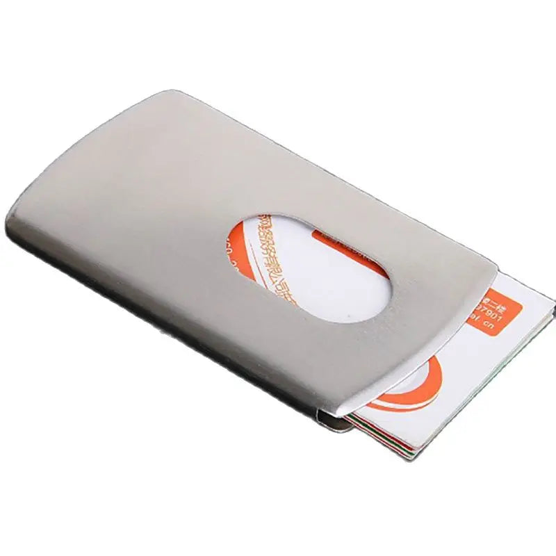 Stainless Steel Hand-Push Business Card Holder Case