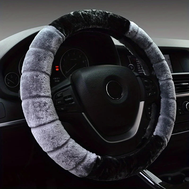 Women's Winter Plush Steering Wheel Cover – Heart Ear Design
