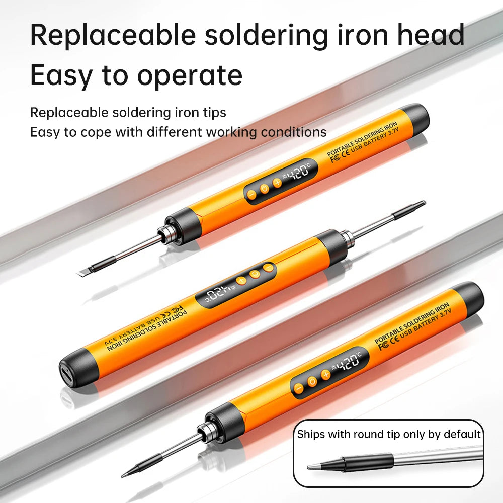 USB Cordless Soldering Iron Set – Digital Display, 260–420°C