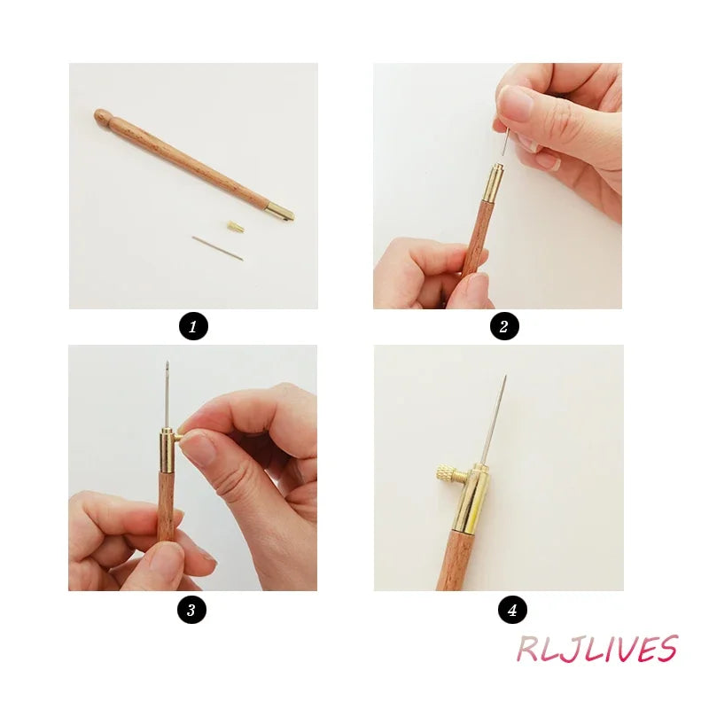 French Punch Needle Set – Wooden Handle & 3 Needle Sizes
