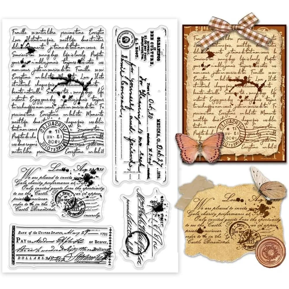 Vintage Clear Stamp Set – DIY Scrapbooking & Letterhead