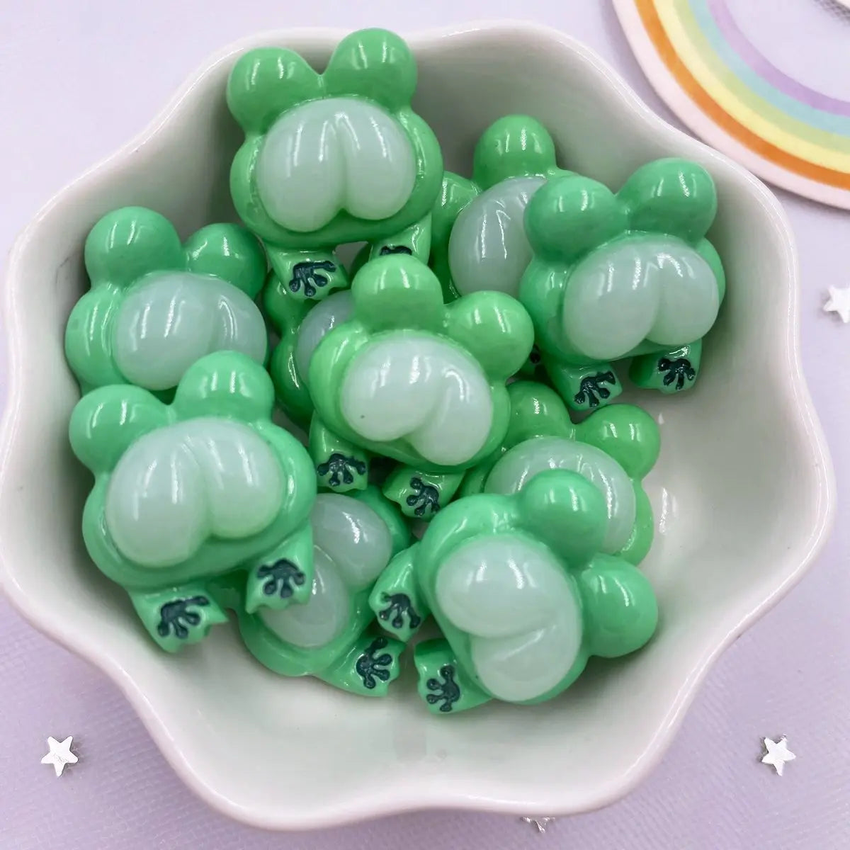 10-Piece Resin Frog Flatback Figurines for DIY Crafts & Scrapbooking