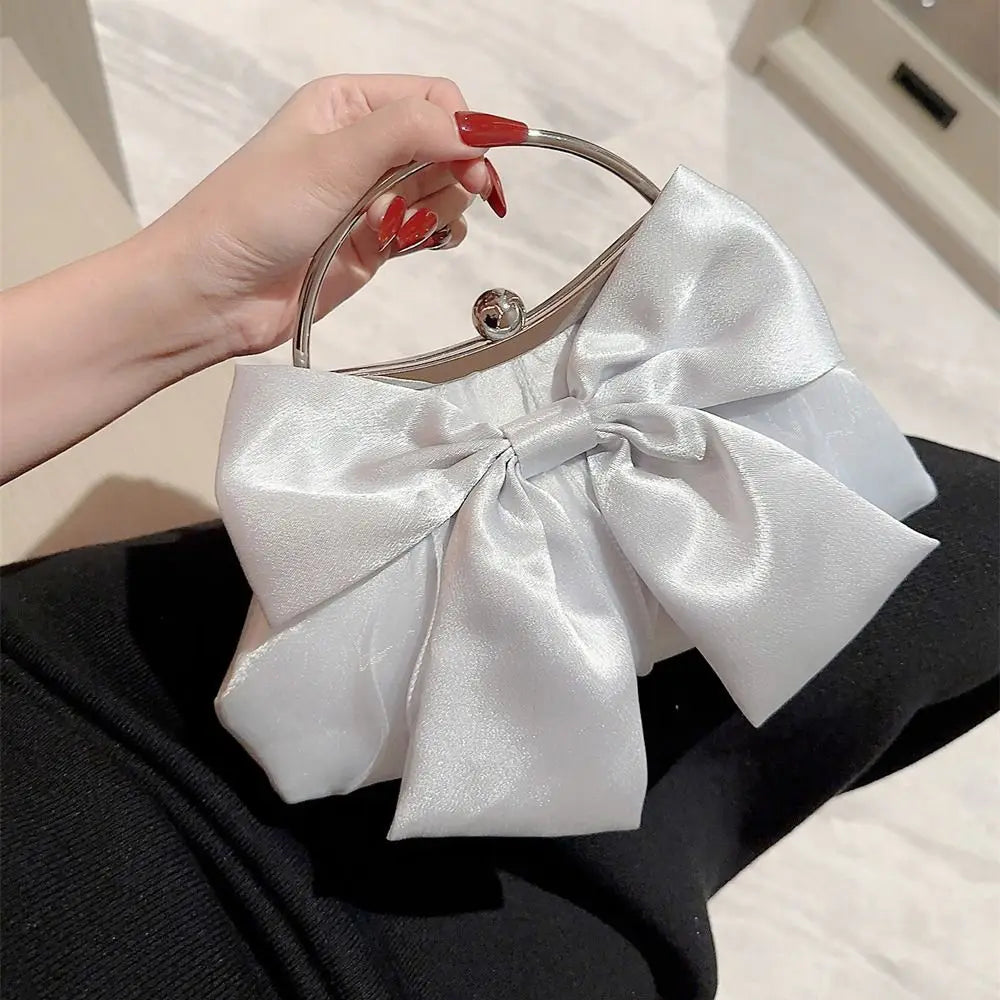 Gold Silk Bowknot Evening Clutch Bag | Wedding Banquet Purse
