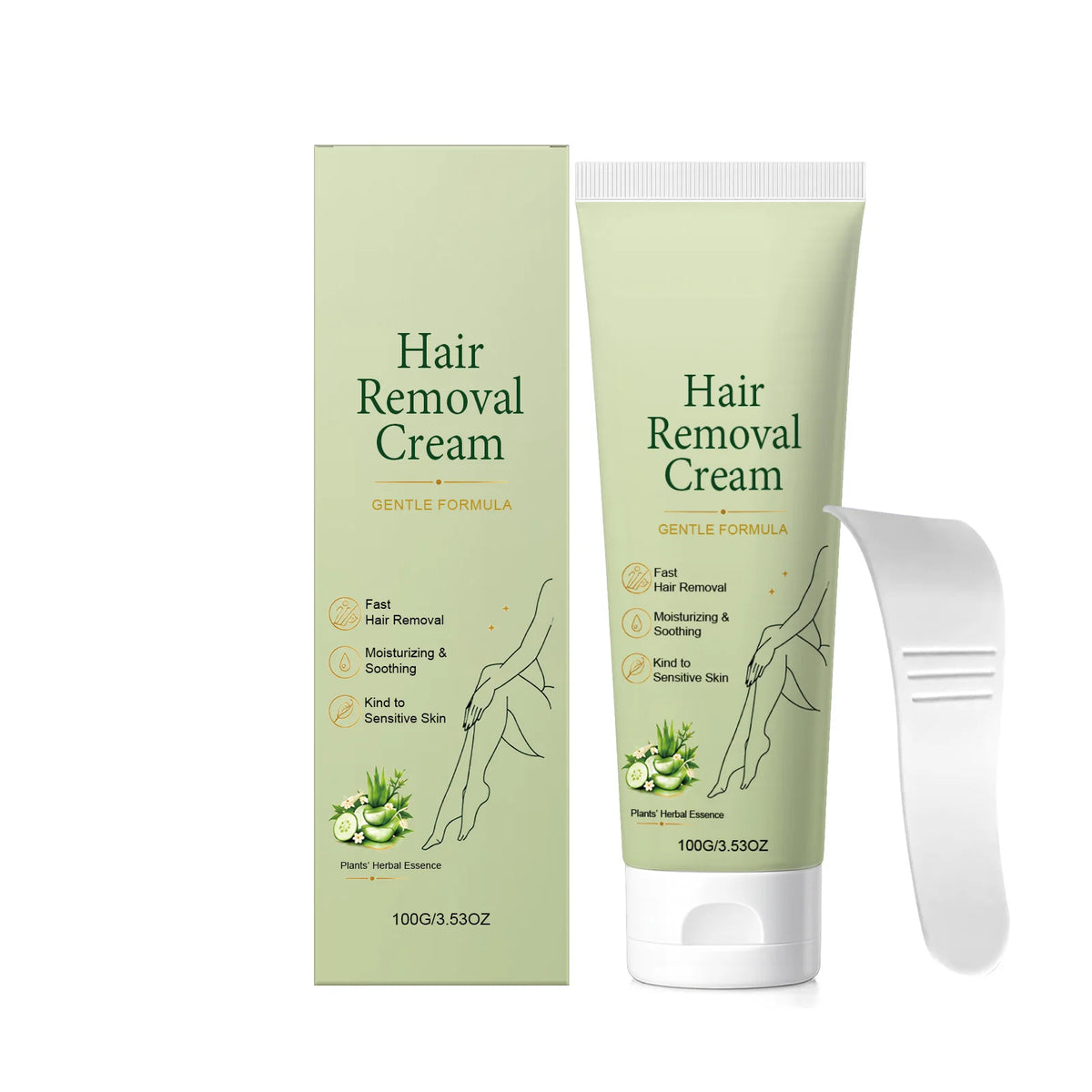 Herbal Depilatory Cream – Legs, Arms & Underarms + Scraper