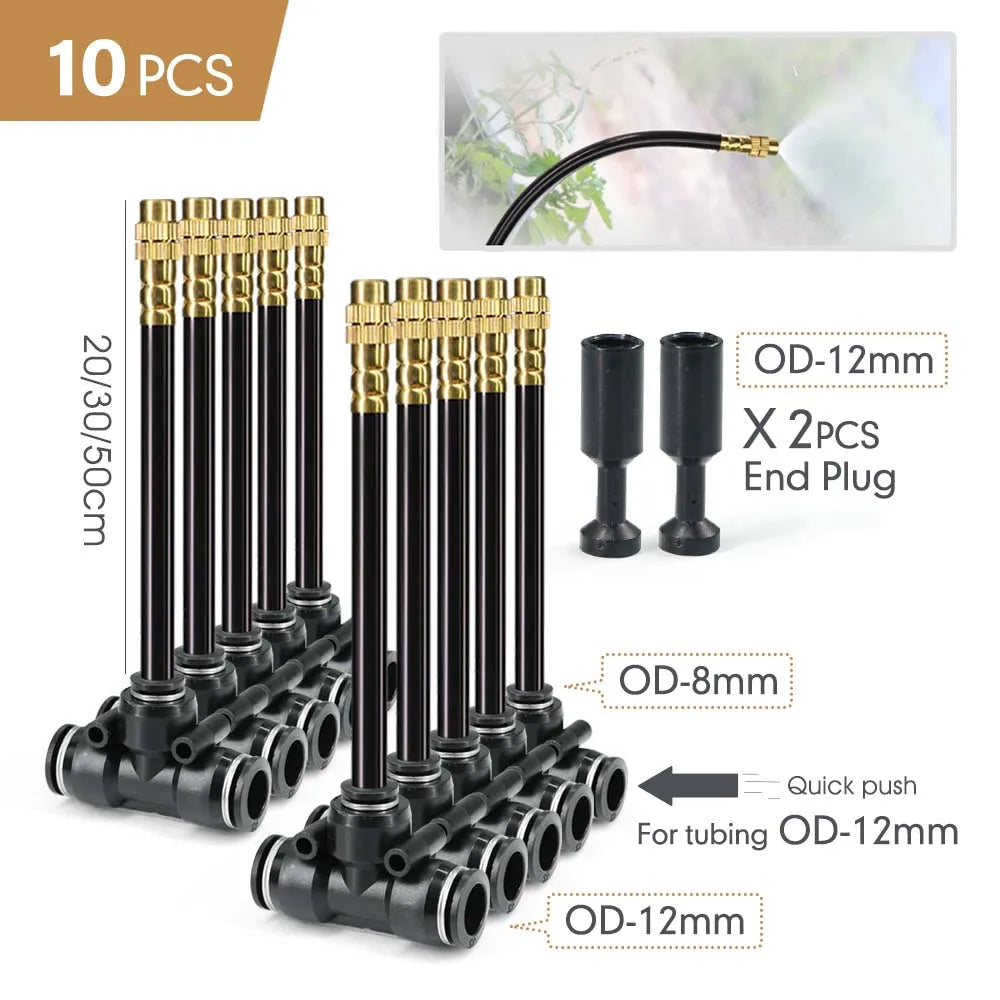 Flexible Misting Nozzle Set – Brass Atomization Spray 20/30/50cm