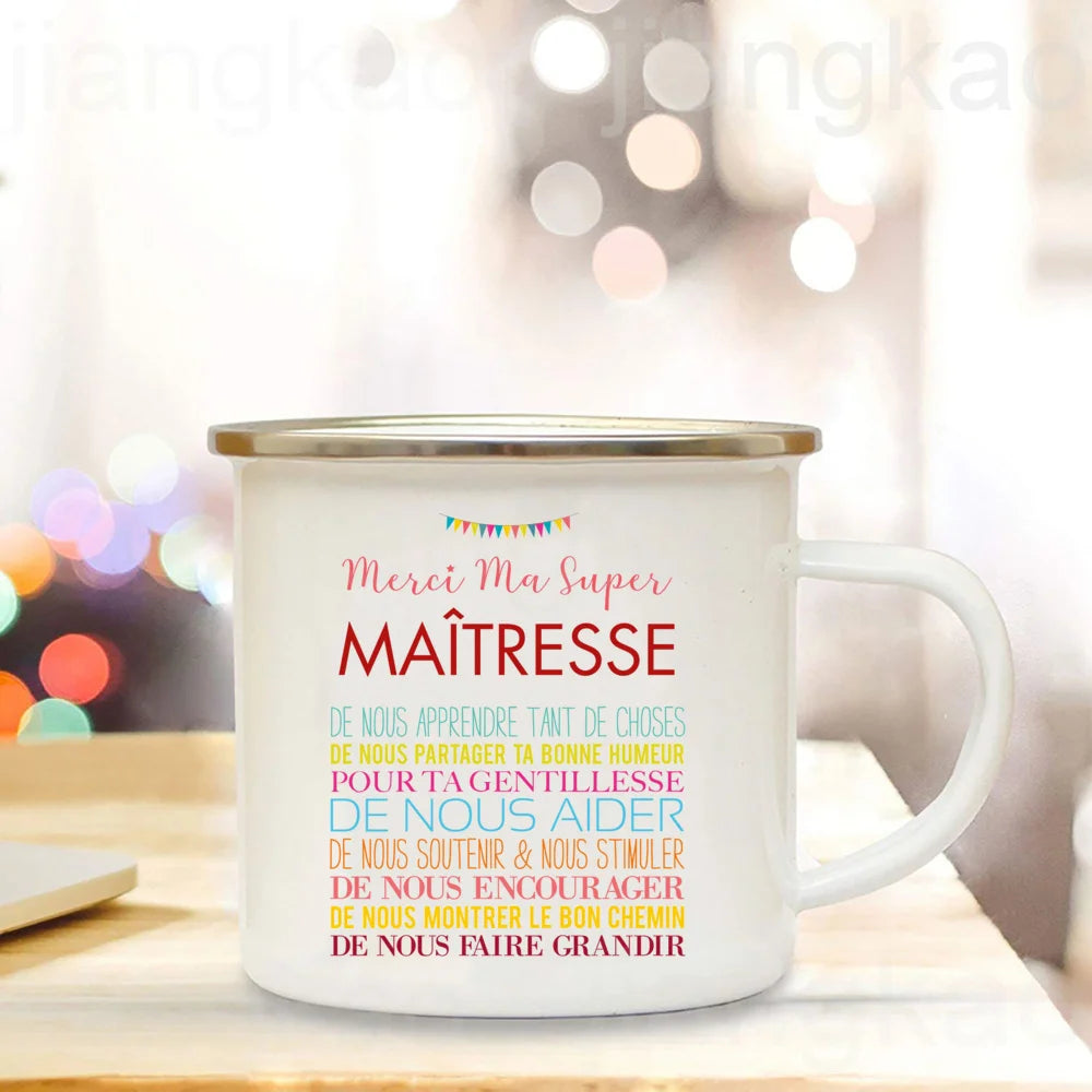 Thank You Teacher Enamel Mug – Teacher's Day Gift Cup